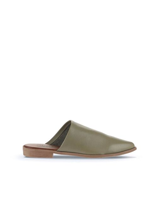 Bueno Shoes Yeşil Deri Kadın Düz Terlik 01wn0124 - Görsel 2