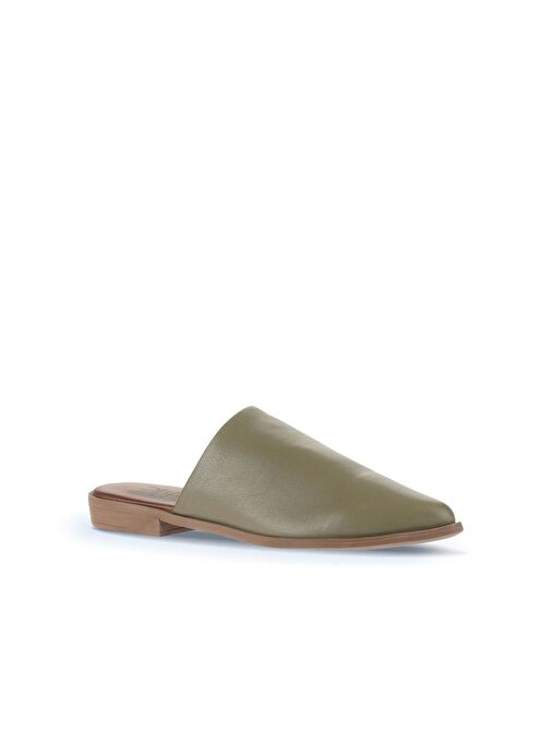 Bueno Shoes Yeşil Deri Kadın Düz Terlik 01wn0124 - Görsel 3