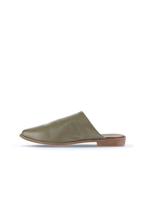 Bueno Shoes Yeşil Deri Kadın Düz Terlik 01wn0124 - Görsel 4