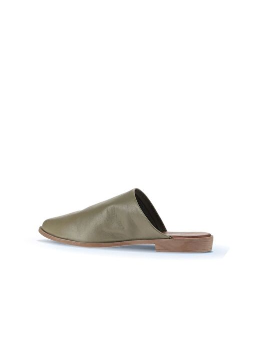 Bueno Shoes Yeşil Deri Kadın Düz Terlik 01wn0124 - Görsel 5