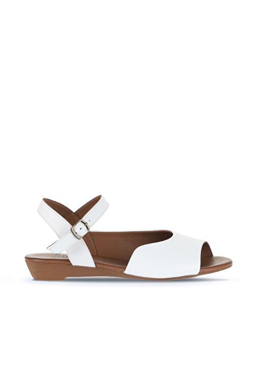 Bueno Shoes Beyaz Deri Kadın Düz Sandalet 01wa4402 - Görsel 2