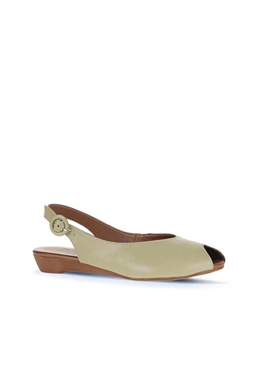 Bueno Shoes Haki Deri Kadın Düz Sandalet 01wa4406 - Görsel 3