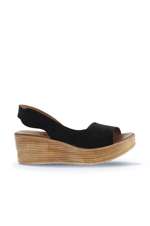 Bueno Shoes Siyah Alf Süet Kadın Dolgu Topuklu Sandalet 01wa4702 - Görsel 2