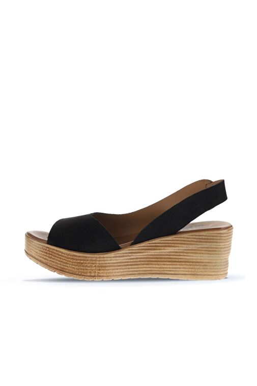 Bueno Shoes Siyah Alf Süet Kadın Dolgu Topuklu Sandalet 01wa4702 - Görsel 4