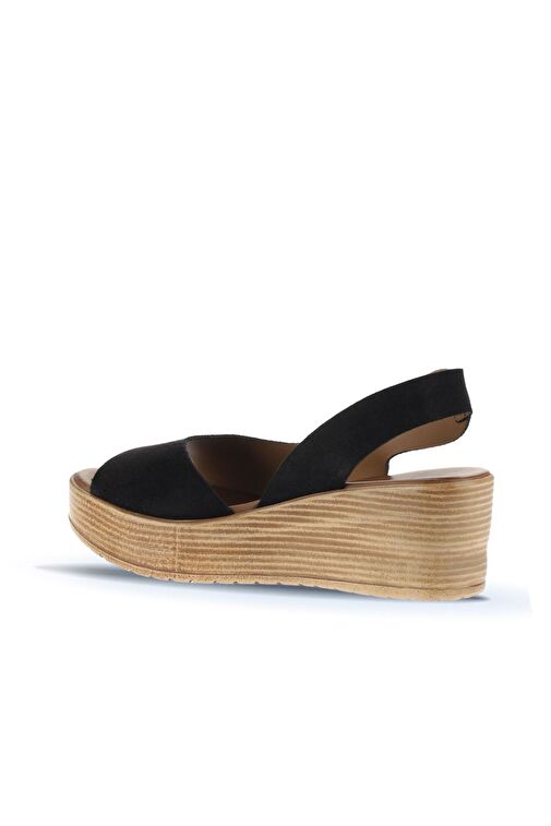 Bueno Shoes Siyah Alf Süet Kadın Dolgu Topuklu Sandalet 01wa4702 - Görsel 5