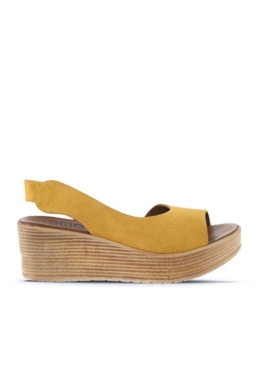 Bueno Shoes Sarı Alf Süet Kadın Dolgu Topuklu Sandalet 01wa4702 - Görsel 2