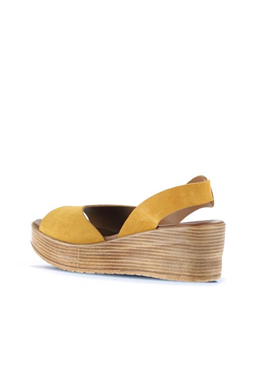 Bueno Shoes Sarı Alf Süet Kadın Dolgu Topuklu Sandalet 01wa4702 - Görsel 5