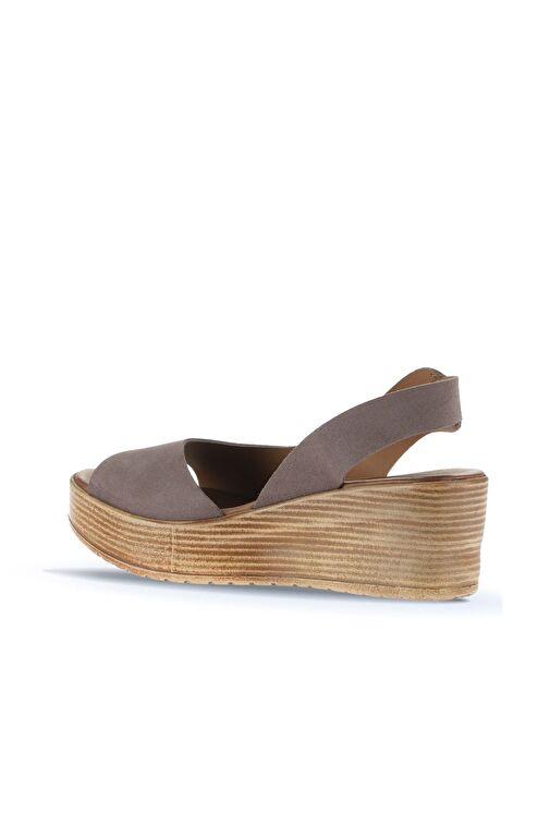Bueno Shoes Gri Koyu Alf Süet Kadın Dolgu Topuklu Sandalet 01wa4702 - Görsel 6