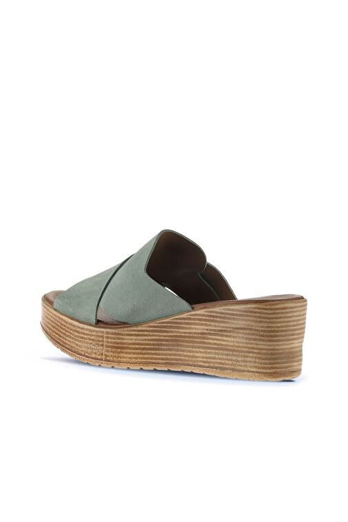 Bueno Shoes Yeşil Açık Alf Süet Kadın Dolgu Topuklu Terlik 01wa4703 - Görsel 5