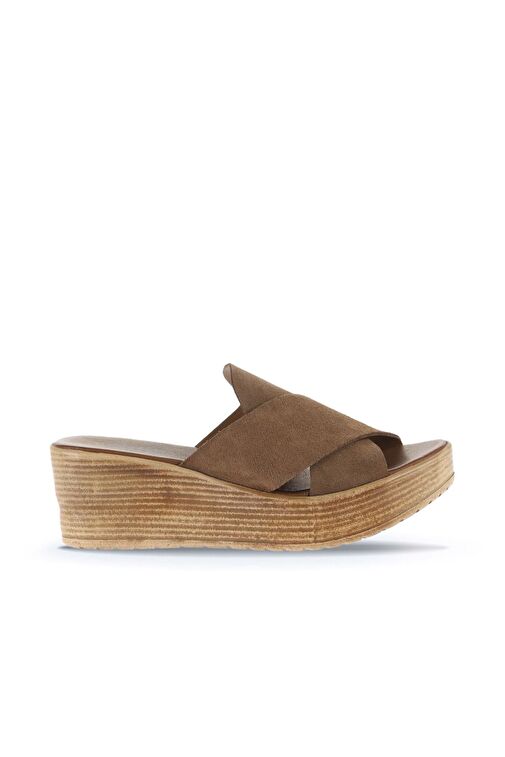 Bueno Shoes Taba Alf Süet Kadın Dolgu Topuklu Terlik 01wa4703 - Görsel 4
