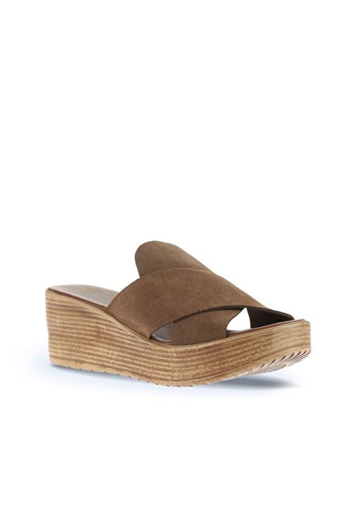 Bueno Shoes Taba Alf Süet Kadın Dolgu Topuklu Terlik 01wa4703 - Görsel 6