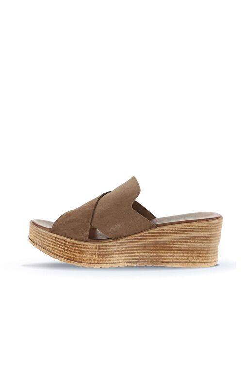 Bueno Shoes Taba Alf Süet Kadın Dolgu Topuklu Terlik 01wa4703 - Görsel 7