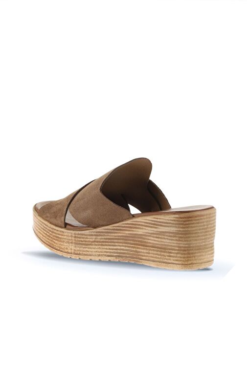 Bueno Shoes Taba Alf Süet Kadın Dolgu Topuklu Terlik 01wa4703 - Görsel 3