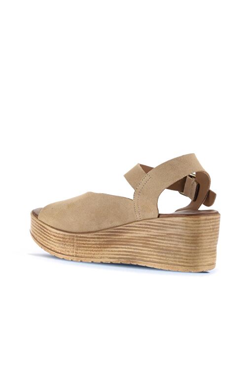 Bueno Shoes Taba Açık Alf Süet Kadın Dolgu Topuklu Sandalet 01wa4704 - Görsel 5