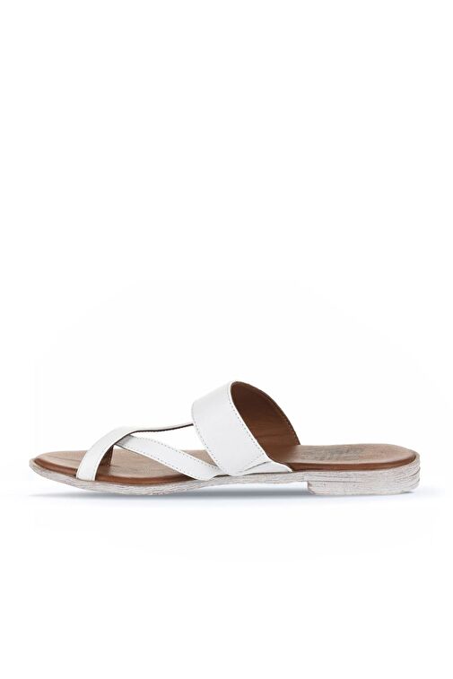 Bueno Shoes Beyaz Deri Kadın Parmak Arası Terlik 01wq2012 - Görsel 4