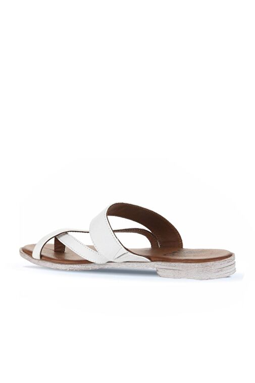 Bueno Shoes Beyaz Deri Kadın Parmak Arası Terlik 01wq2012 - Görsel 5
