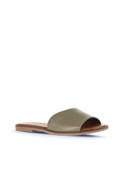 Bueno Shoes Yeşil Deri Kadın Düz Terlik 01wa5701 - Görsel 3