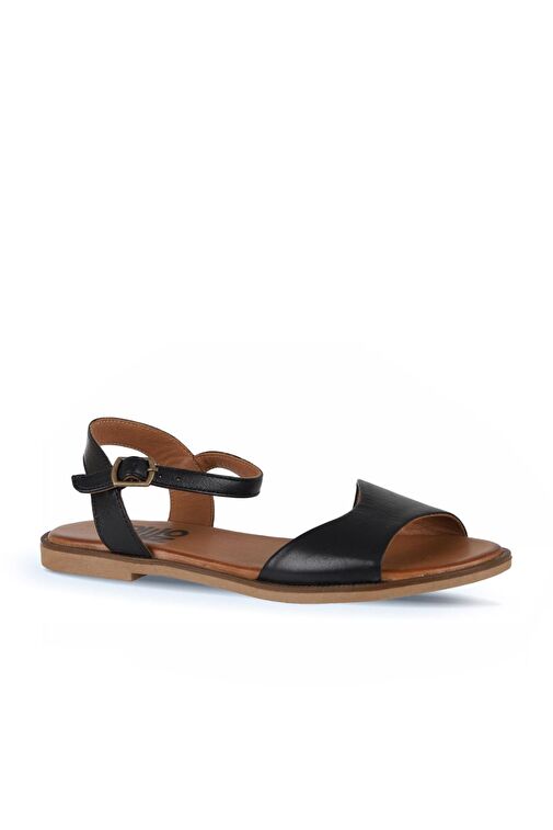 Bueno Shoes Siyah Khv-bej Deri Kadın Düz Sandalet 01wa5704 - Görsel 3