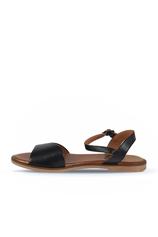 Bueno Shoes Siyah Khv-bej Deri Kadın Düz Sandalet 01wa5704 - Görsel 4