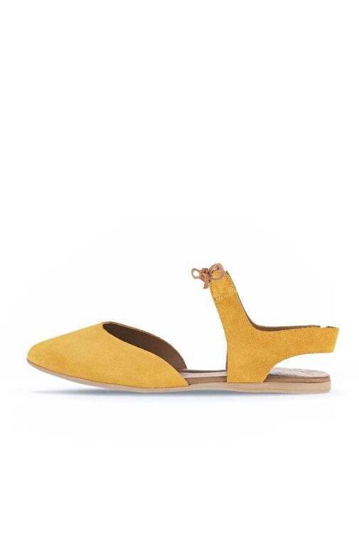 Bueno Shoes Sarı Alf Süet Kadın Düz Sandalet 01wa5807 - Görsel 4