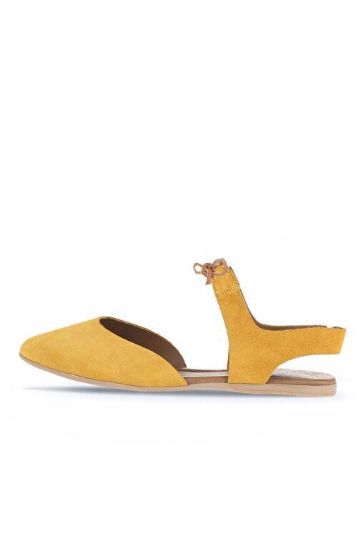 Bueno Shoes Sarı Alf Süet Kadın Düz Sandalet 01wa5807 - Görsel 5