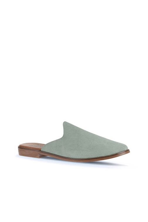 Bueno Shoes Yeşil Açık Alf Süet Kadın Düz Terlik 01wa7006 - Görsel 3