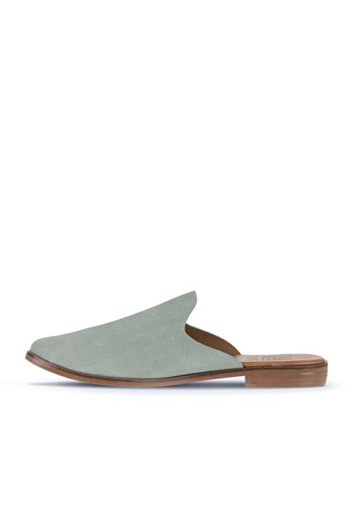 Bueno Shoes Yeşil Açık Alf Süet Kadın Düz Terlik 01wa7006 - Görsel 4