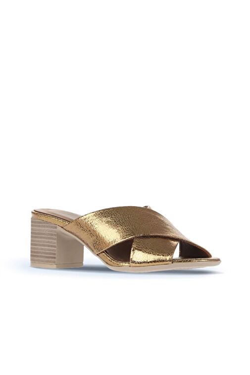 Bueno Shoes Bronz Deri Kadın Topuklu Terlik 01wa2809 - Görsel 3