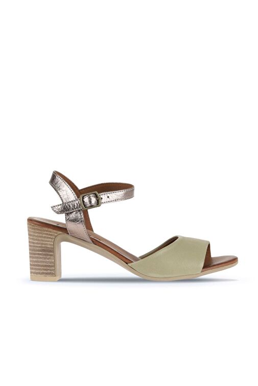 Bueno Shoes Haki Deri Kadın Topuklu Sandalet 01wa8000 - Görsel 2