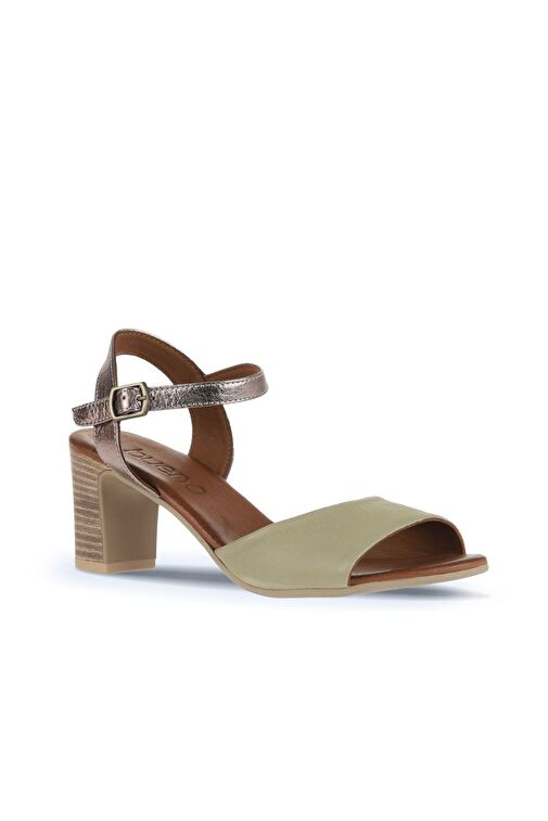 Bueno Shoes Haki Deri Kadın Topuklu Sandalet 01wa8000 - Görsel 3
