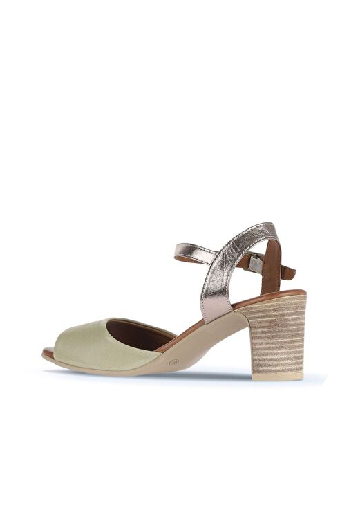 Bueno Shoes Haki Deri Kadın Topuklu Sandalet 01wa8000 - Görsel 5