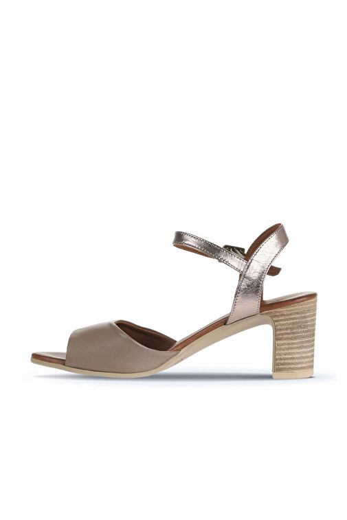 Bueno Shoes Gri Deri Kadın Topuklu Sandalet 01wa8000 - Görsel 4