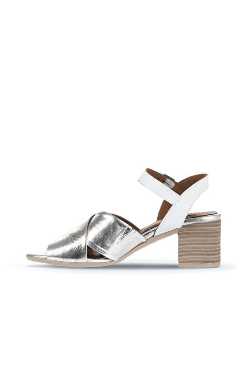 Bueno Shoes Gümüş Beyaz Deri Kadın Topuklu Ayakkabı 01wa2810 - Görsel 4