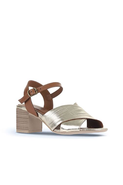 Bueno Shoes Altın Parlak Deri Kadın Topuklu Ayakkabı 01wa2810 - Görsel 4