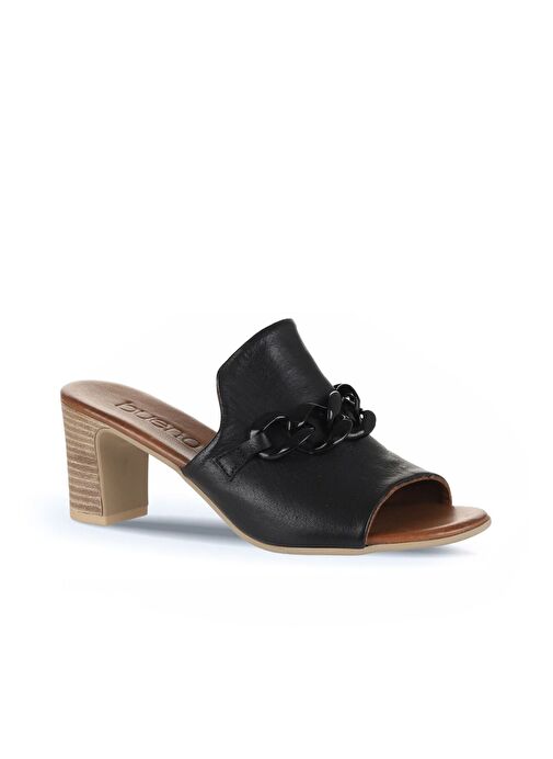 Bueno Shoes Siyah Khv-bej Deri Kadın Topuklu Terlik 01wu9502 - Görsel 3