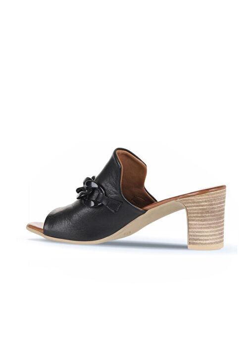 Bueno Shoes Siyah Khv-bej Deri Kadın Topuklu Terlik 01wu9502 - Görsel 5
