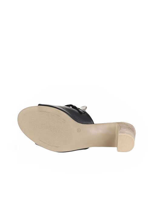 Bueno Shoes Siyah Khv-bej Deri Kadın Topuklu Terlik 01wu9502 - Görsel 6