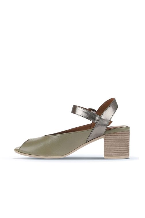 Bueno Shoes Haki Multi Deri Kadın Topuklu Sandalet 01wa2811 - Görsel 4