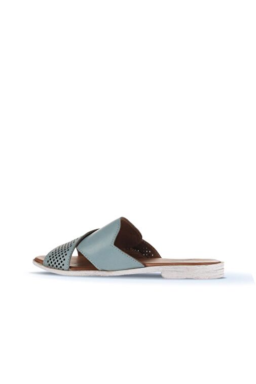 Bueno Shoes Mavi Deri Kadın Düz Terlik 01wa3005 - Görsel 5