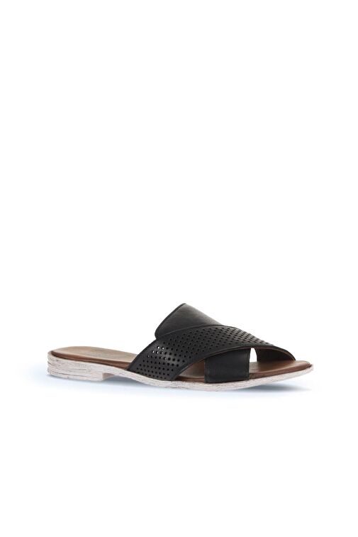 Bueno Shoes Siyah Deri Kadın Düz Terlik 01wa3005 - Görsel 3