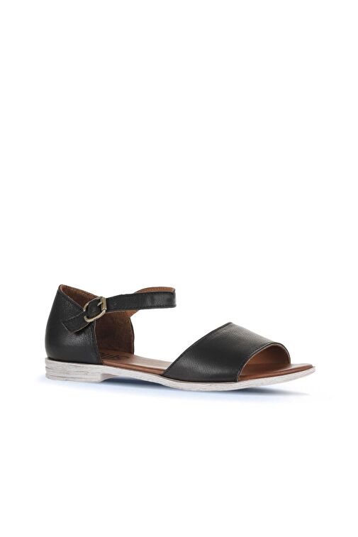 Bueno Shoes Siyah Deri Kadın Düz Sandalet 01wa3006 - Görsel 3