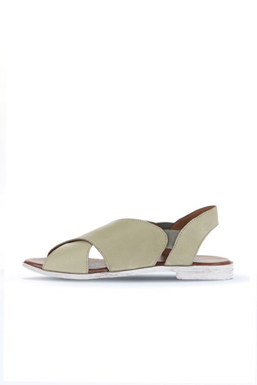 Bueno Shoes Haki Deri Kadın Düz Sandalet 01wa3009 - Görsel 4