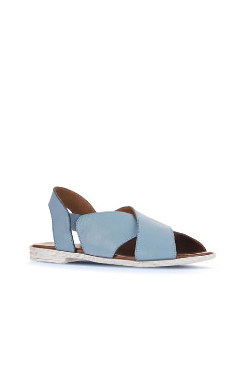 Bueno Shoes Mavi Açık Deri Kadın Düz Sandalet 01wa3009 - Görsel 3