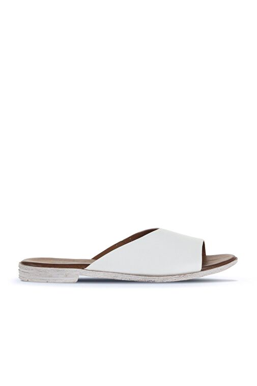 Bueno Shoes Beyaz Deri Kadın Düz Terlik 01wa3010 - Görsel 6