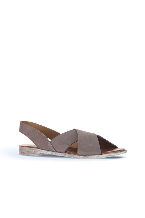 Bueno Shoes Gri Koyu Alf Süet Kadın Düz Sandalet 01wa3015 - Görsel 3