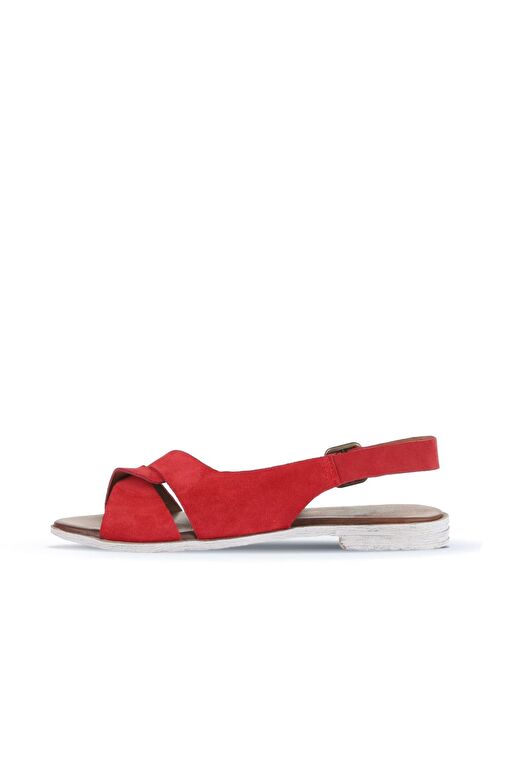 Bueno Shoes Kırmızı Alf Süet Kadın Düz Sandalet 01wa3018 - Görsel 4