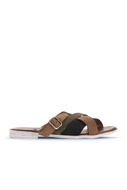 Bueno Shoes Taba Multi Alf Süet Kadın Düz Terlik 01wa3019 - Görsel 2