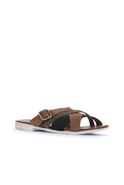 Bueno Shoes Taba Multi Alf Süet Kadın Düz Terlik 01wa3019 - Görsel 3