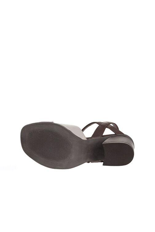 Bueno Shoes Gri Kahve Deri Kadın Topuklu Sandalet 01wa3500 - Görsel 6