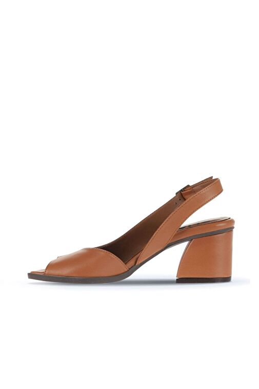Bueno Shoes Taba Koyu Deri Kadın Topuklu Sandalet 01wa3501 - Görsel 4